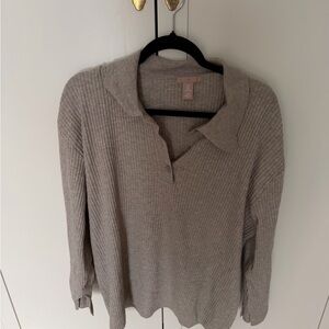 H&M Beige Grey Ribbed Sweater